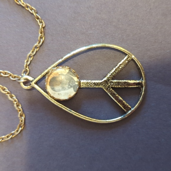 Antique JFK MLK Peace Sign Long Necklace - Picture 1 of 3